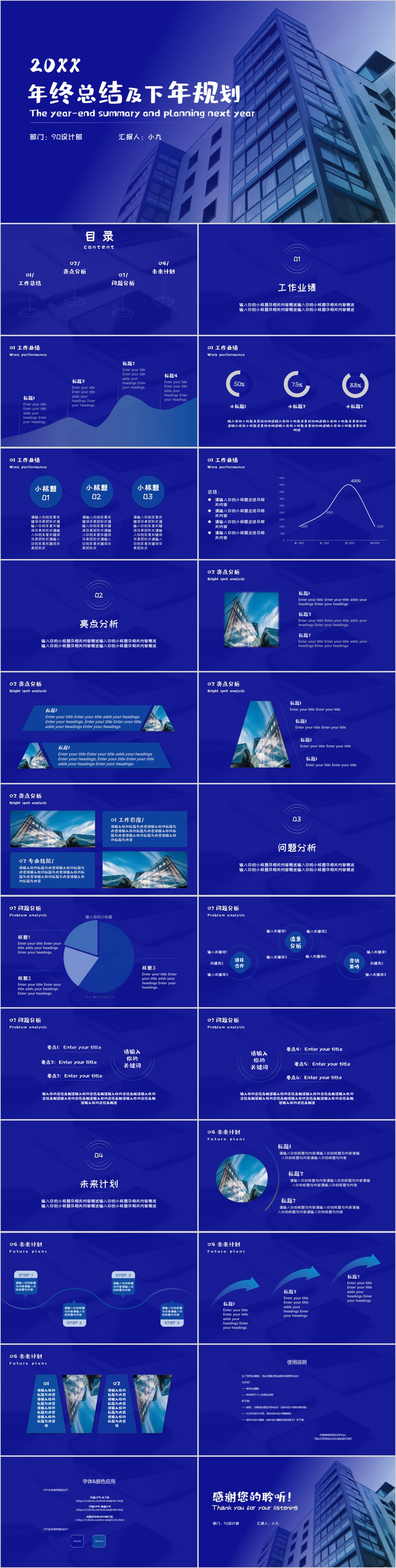 20xx蓝色简约年终总结PPT