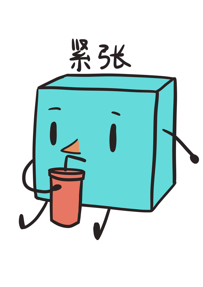 表情紧张蓝色小方格插画