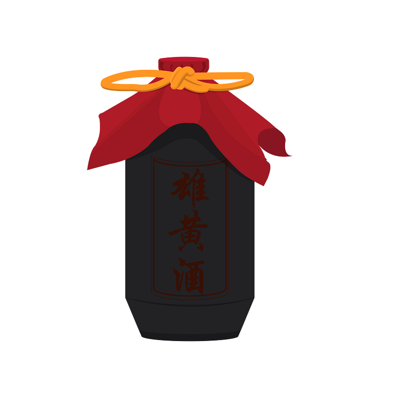端午节手绘矢量扁平喝雄黄酒吃粽子传统习俗