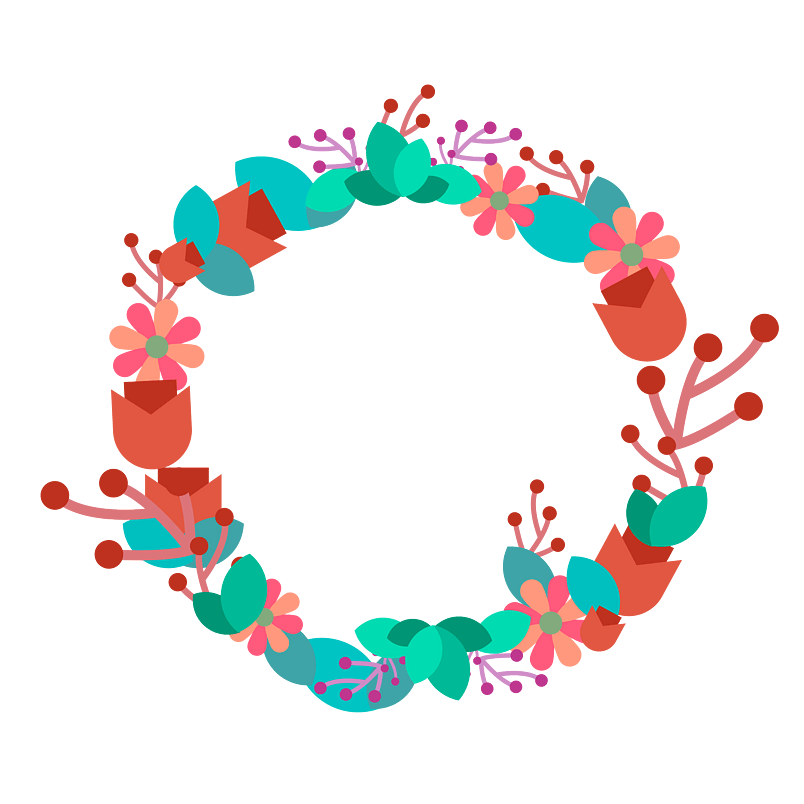 小清新花卉边框花朵花环图案