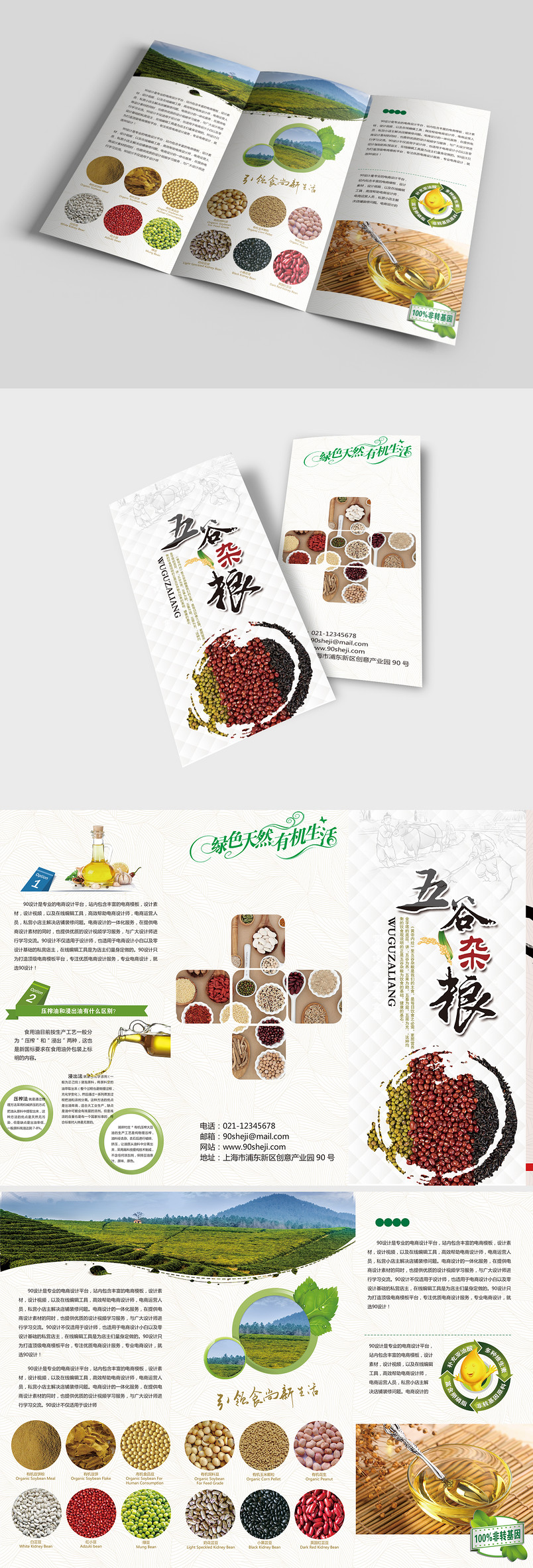 五谷杂粮简洁大气企业宣传三折页