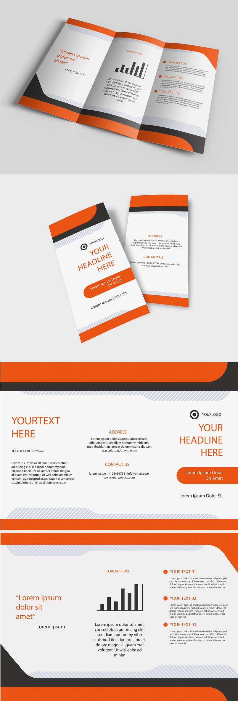 橙白色三折页简洁大气企业宣传三折页