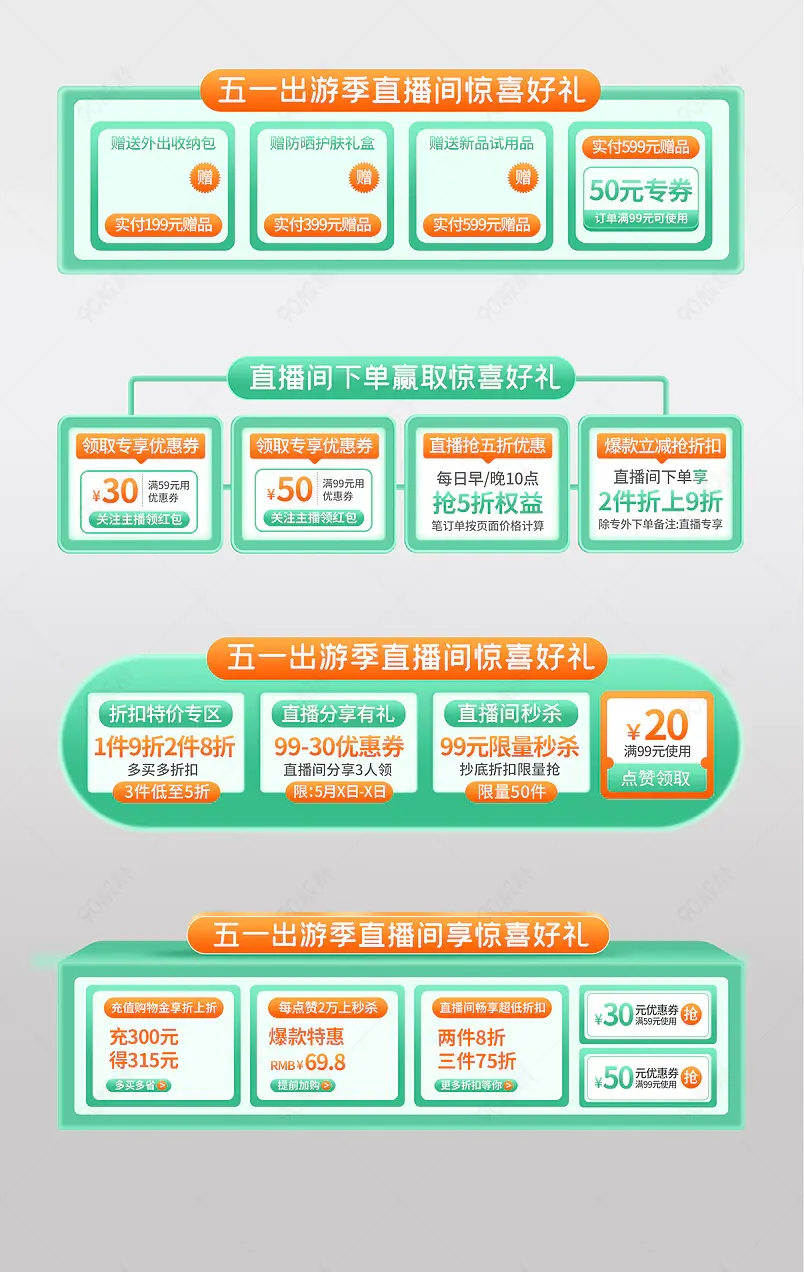 五一出游季劳动节用品用品食品零食直播贴片