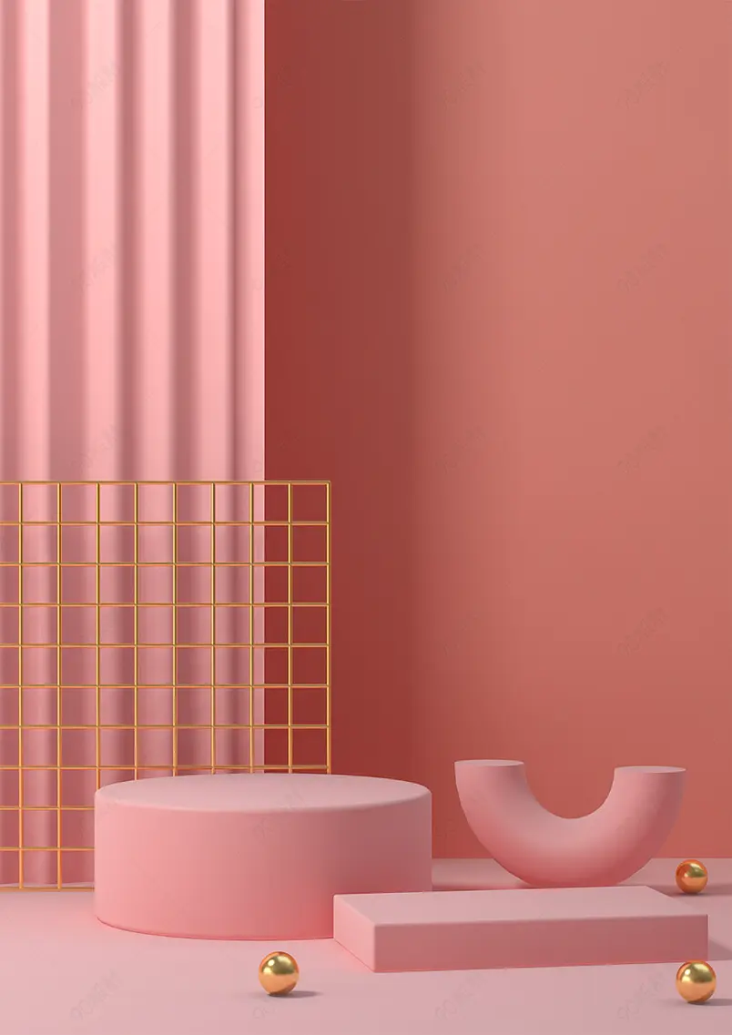C4D电商粉色小清新台子海报背景展示台