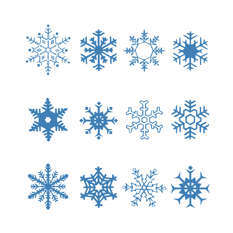 圣诞节雪花蓝色装饰手绘