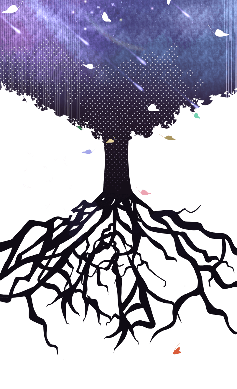 树的星空剪影png