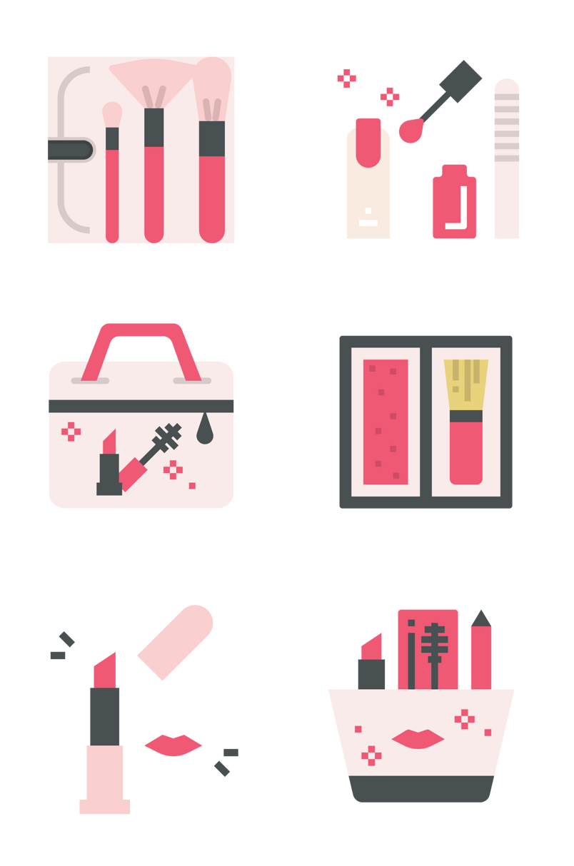 女生化妆品插画图标