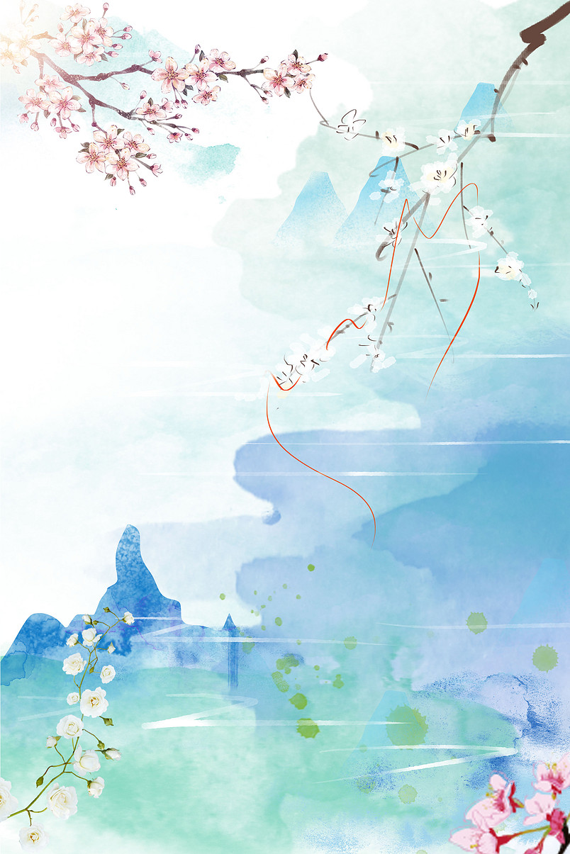苗墨　水墨画 梅花 玉骨仙姿 青色背景 苗墨 水墨画 梅花 玉骨仙姿 青色背景 水墨梅花背景素材_高清