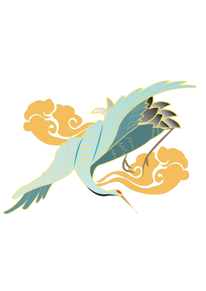 国潮系列中国风一品仙鹤祥云png