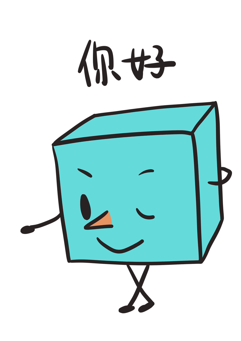 表情你好蓝色小方格插画