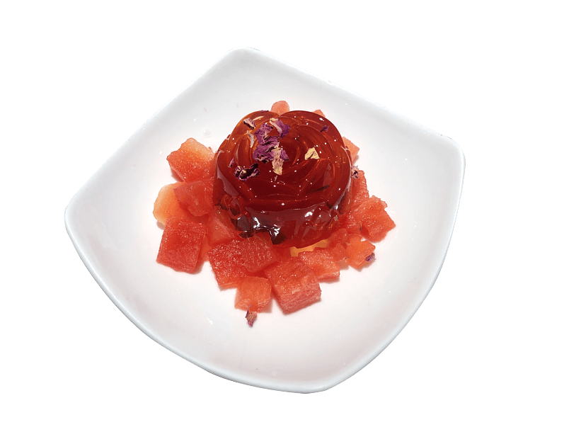 玫瑰布丁，西餐，玫瑰食品，果冻 
