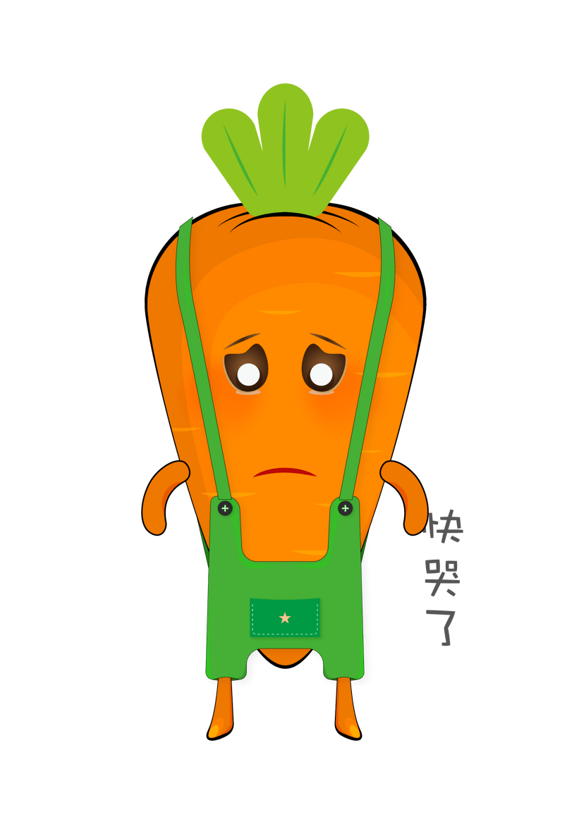 矢量卡通可爱背带裤萝卜仔快哭了表情