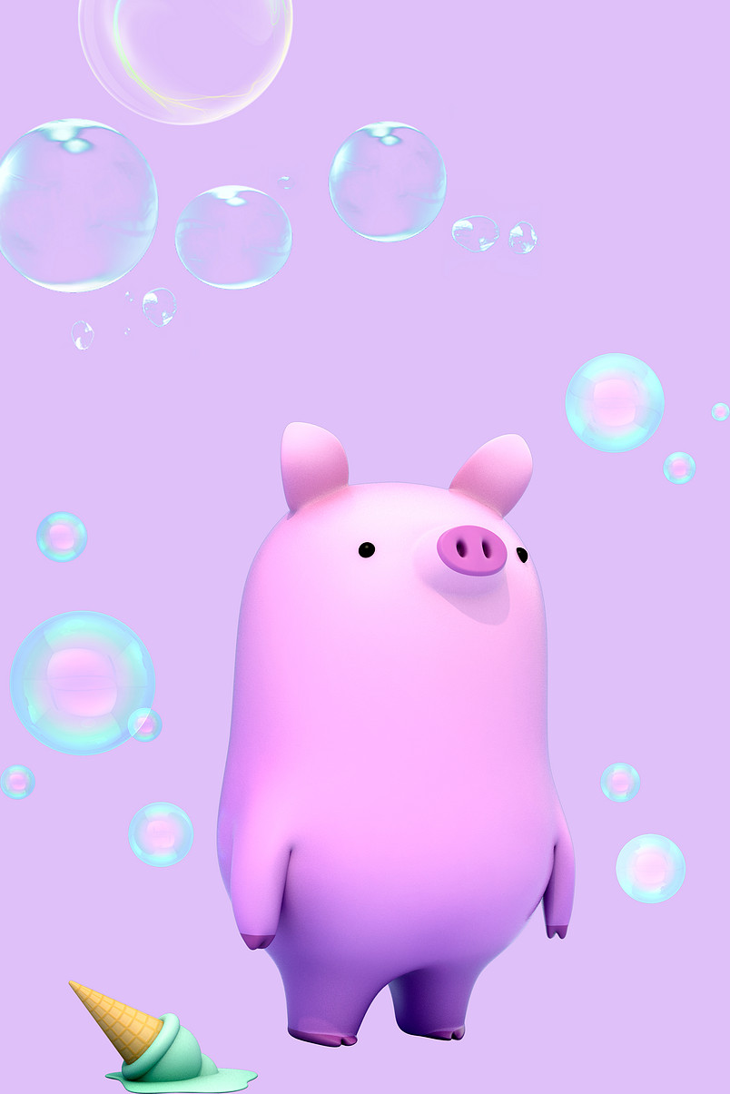 c4d紫色系卡通泡泡背景