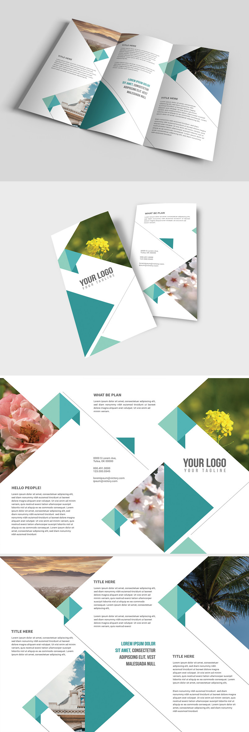 绿色简约医疗科技公司简介宣传三折页