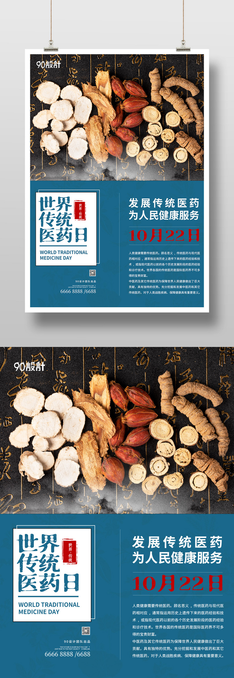 世界传统医药日十月二十二大气印刷海报