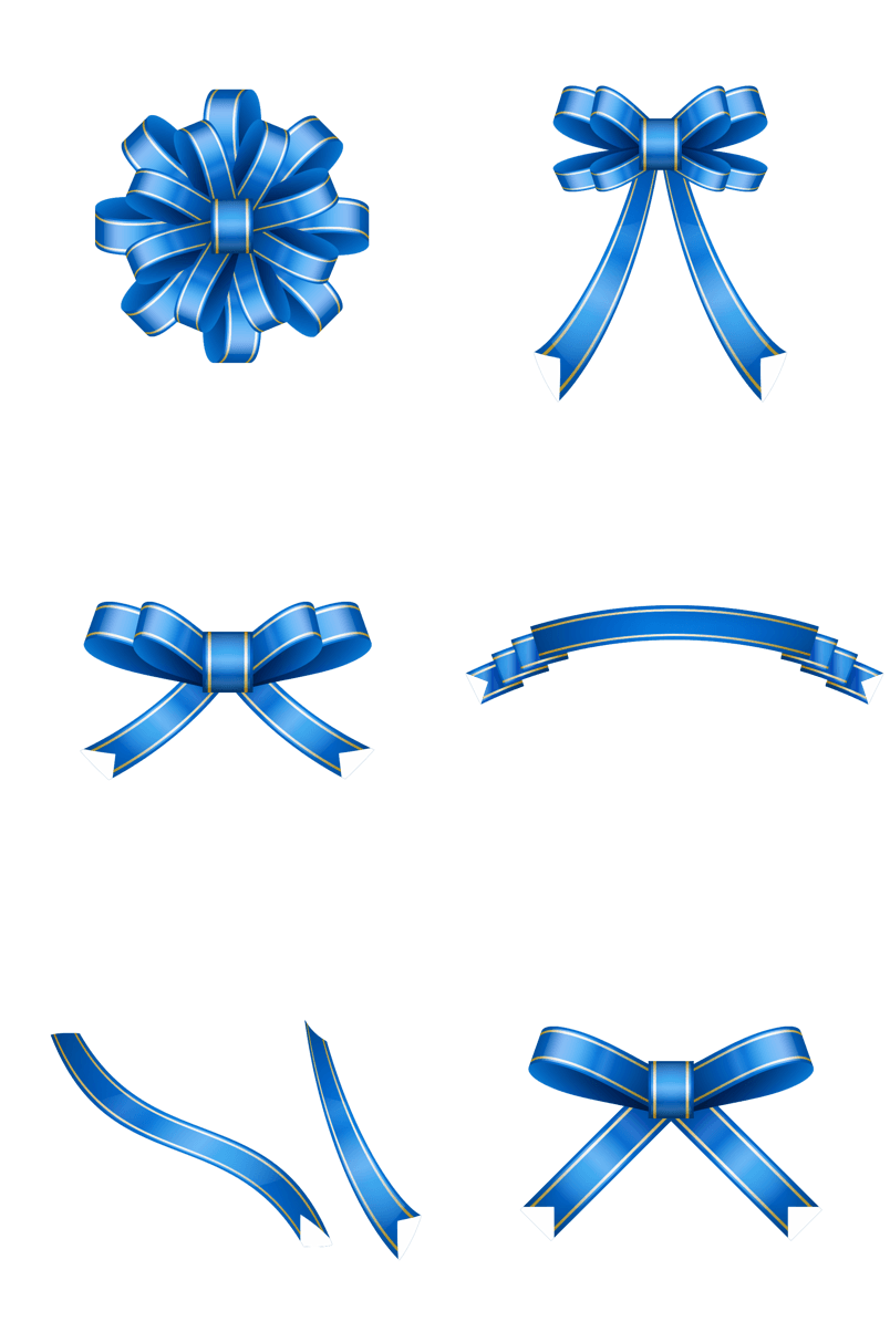 通用节日蓝色卡通手绘丝带