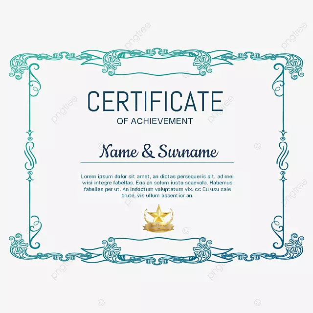 蓝色渐变复古手绘证书边框