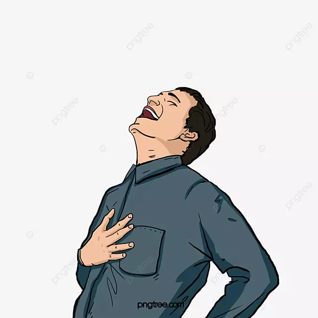 仰头大笑深蓝色衣服波普男人物