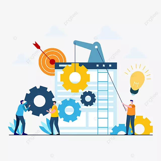 团队协作互联网页面搭建人物工作概念插画