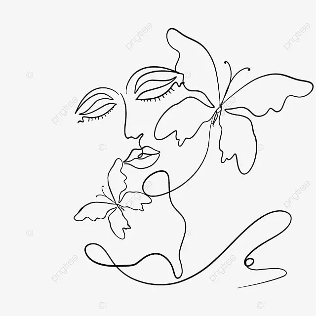 抽象线条画蝴蝶人物简笔画