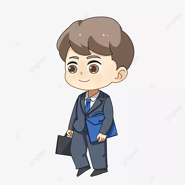 半侧面深蓝色西装人物