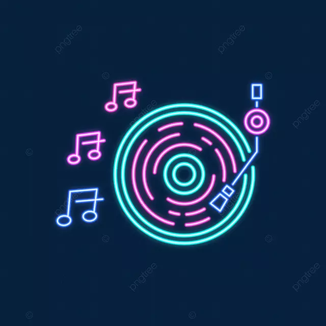 音乐节图标黑胶音乐播放霓虹灯广告牌