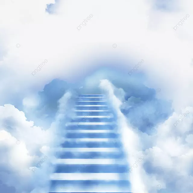 云朵组成的阶梯连接光效天堂