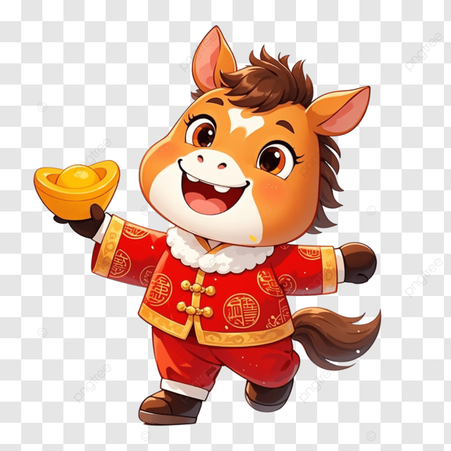马年新年卡通马宝宝捧元宝