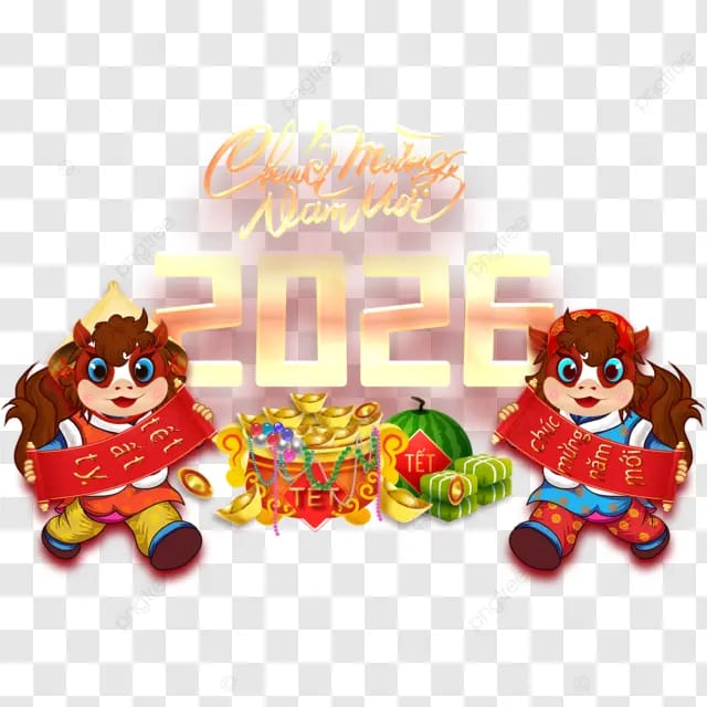 2026年春节马年越南新年越南民俗越南节日双马卡通马越南马西瓜杏花粽子聚宝盆