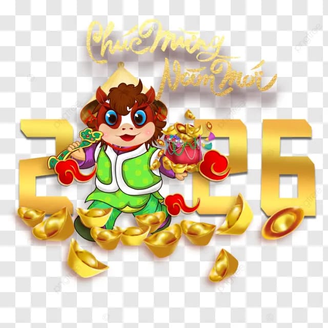 2026年春节马年春节越南春节卡通小马祥云杏花灯笼艺术字金字