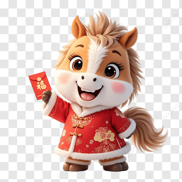 马年新年拿着红包可爱立体马宝宝