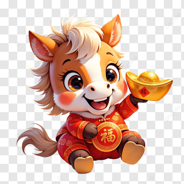 马年拿着元宝的马宝宝