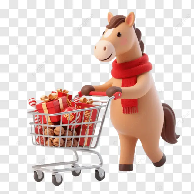 新年棕马推购物车风格