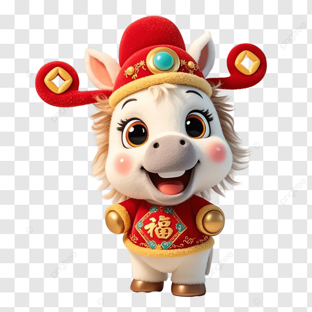 春节戴财神帽的3D马宝宝