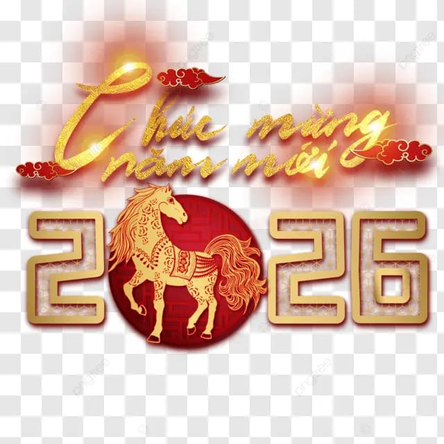 2026年马年越南杏花花朵春节农历新年生肖马年新年快乐卡通马过年节日越南文字