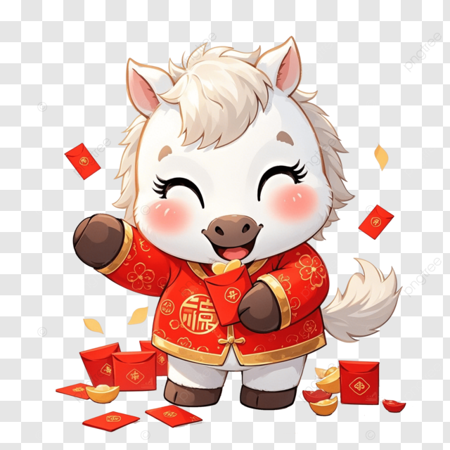 马年新年拿着红包的立体可爱马宝宝