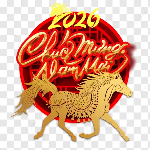 2026越南马年越南春节西瓜粽子杏花杏树生肖马越南传统越南服饰节日卡通马新年快乐金马鞭炮