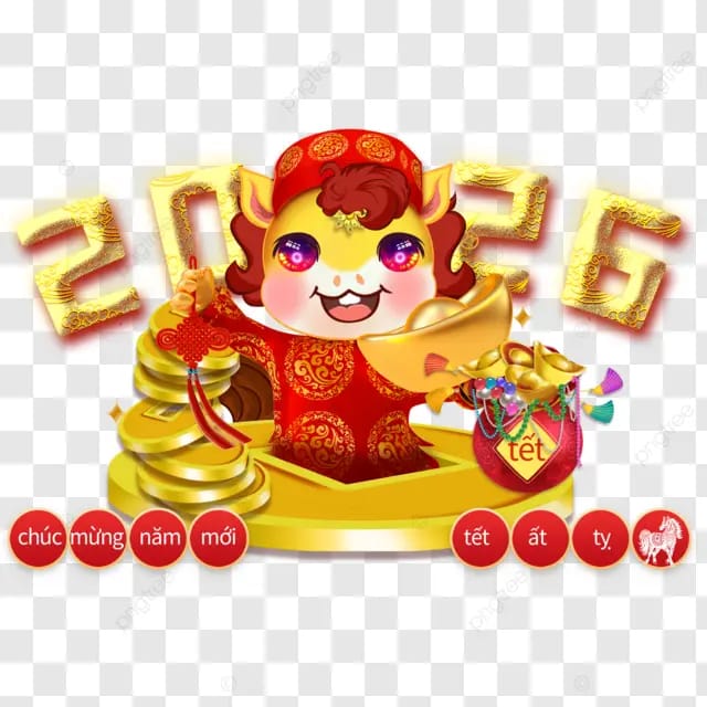 2026马年越南春节越南传统节日越南节日快乐杏花杏树卡通小马金元宝