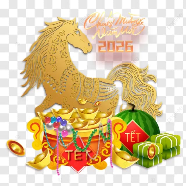 2026马年春节越南条幅越南对联聚宝盆财宝可爱小马剪纸马西瓜粽子