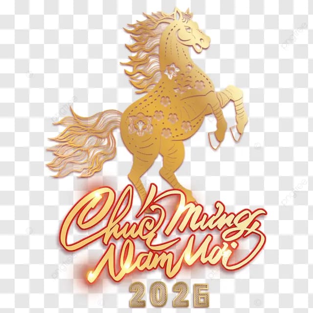 2026越南马年越南春节杏花杏树生肖马越南传统节日卡通马新年快乐金马