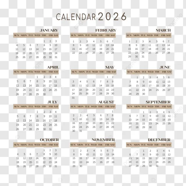 2026英语日历 向量