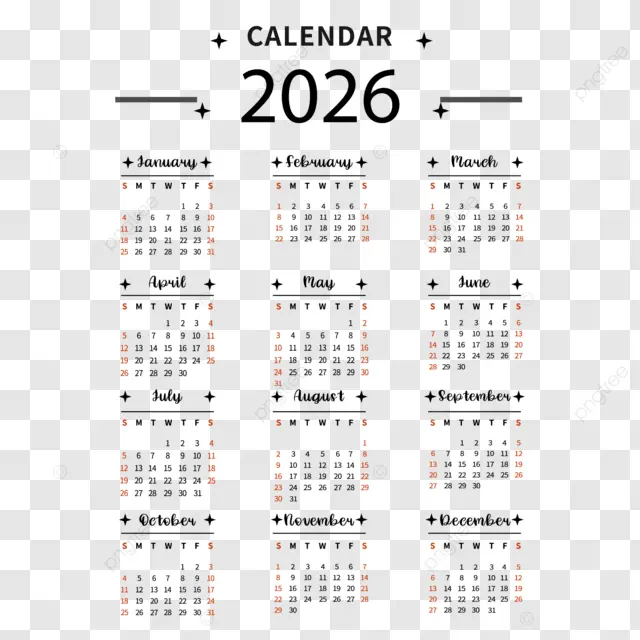 2026英语日历 向量