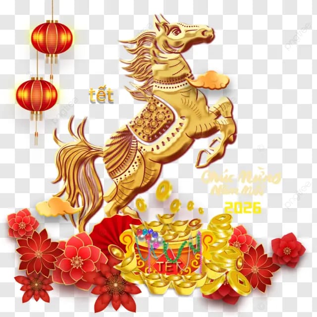 2026越南马年越南春节春节快乐越南传统节日卡通马新年快乐生肖马金元宝