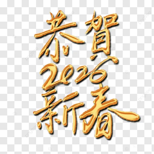 春节马年2026年金字书法毛笔字节日祝福金马送福