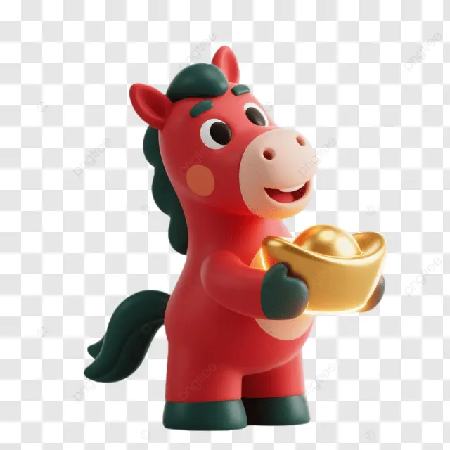 2026马年棕马坐金元宝握 福”