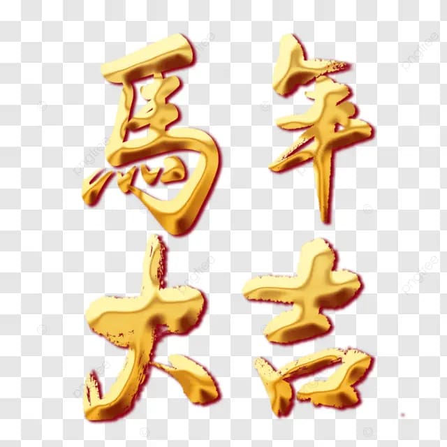 2026农历马年春节新年快乐马到成功传统节日骏马贺岁卡通马马年的书法金字