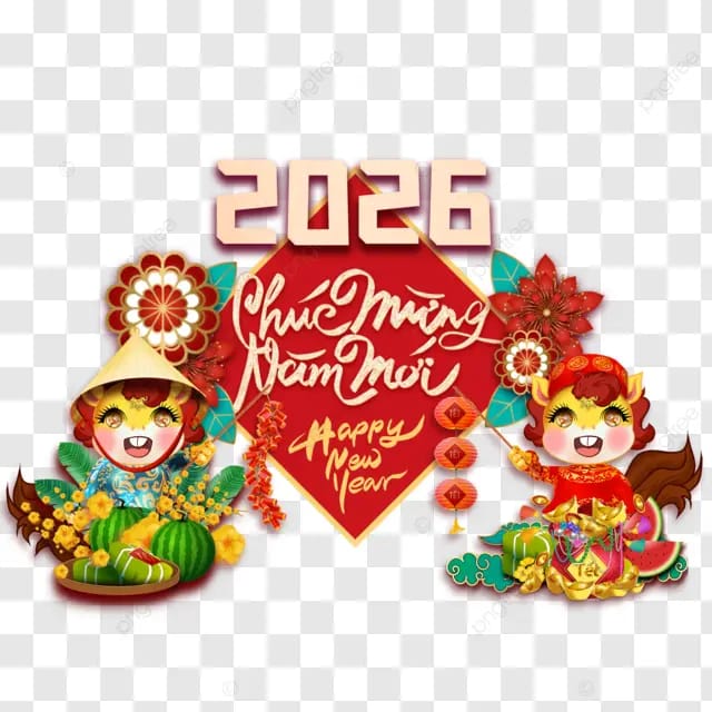 2026年越南春节卡通马可爱小马尾巴灯笼鞭炮越南传统