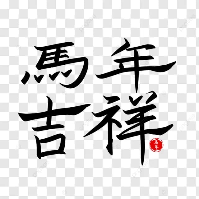 春节马年2026年剪纸马马年吉祥书法艺术字体