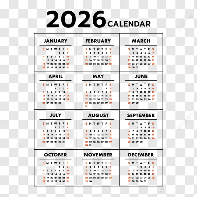 2026日历2026年线框黑白新年日历 向量