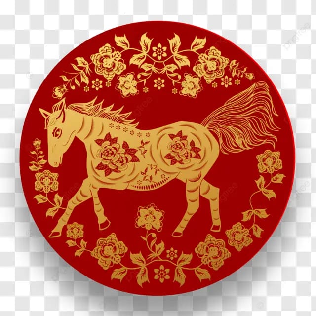 春节2026马年红金色彩繁花盛开福字图案立体剪影中式装饰祥瑞之年年味浓厚节日瑞马奔腾